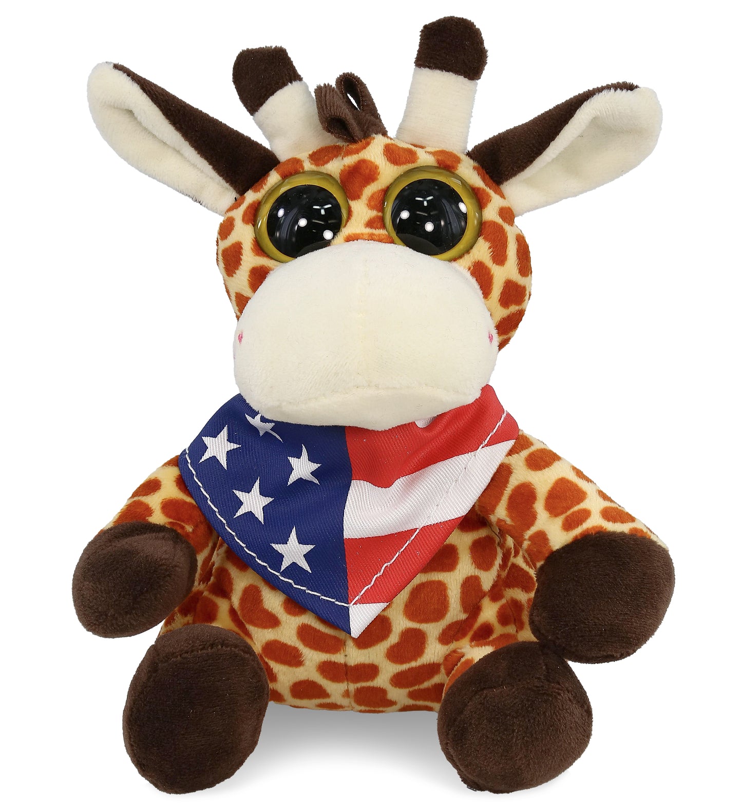 BIG EYE 6" PLUSH - GIRAFFE WITH USA FLAG BANDANA