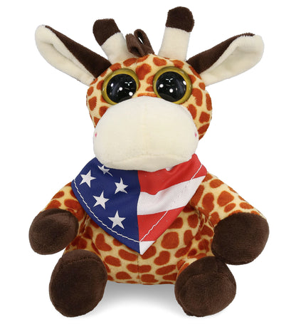 BIG EYE 6" PLUSH - GIRAFFE WITH USA FLAG BANDANA
