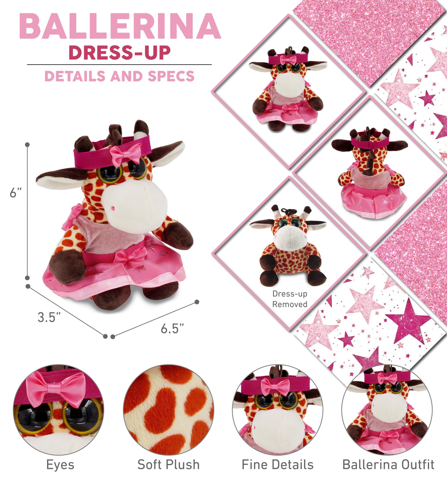 BIG EYE 6" PLUSH - GIRAFFE Ballerina