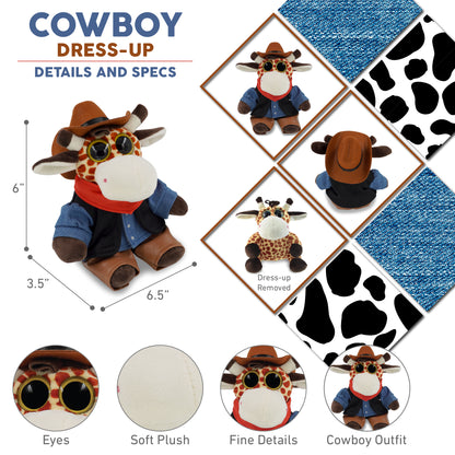 BIG EYE 6" PLUSH - GIRAFFE COWBOY DRESS UP