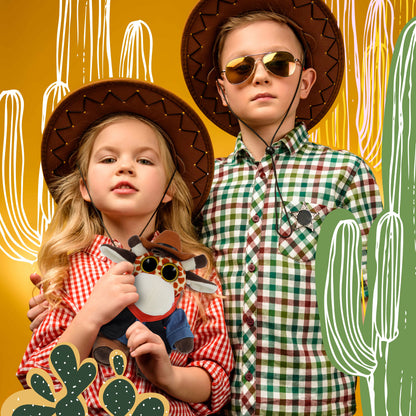 BIG EYE 6" PLUSH - GIRAFFE COWBOY DRESS UP