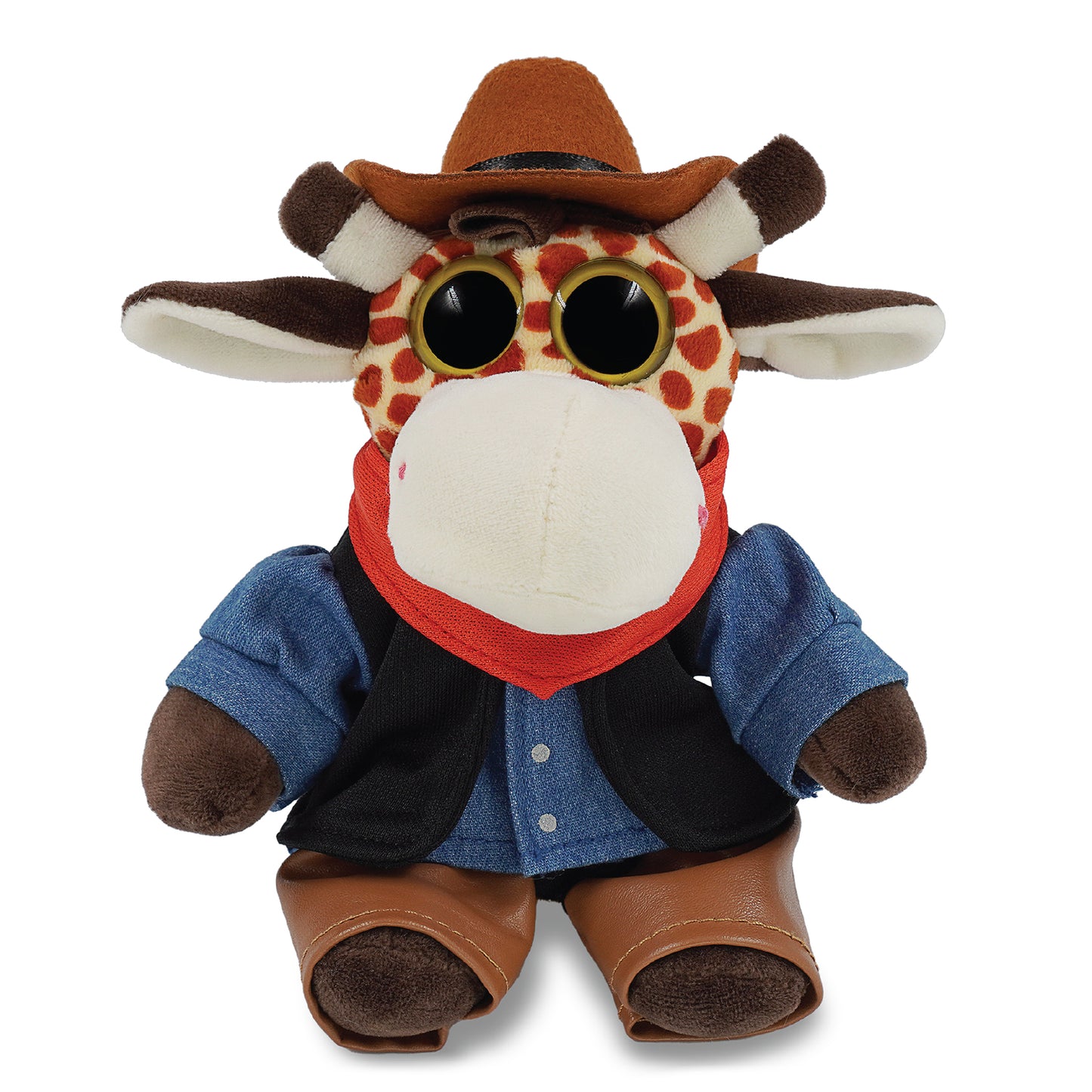 BIG EYE 6" PLUSH - GIRAFFE COWBOY DRESS UP