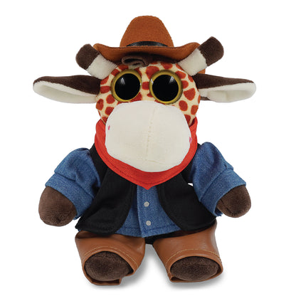 BIG EYE 6" PLUSH - GIRAFFE COWBOY DRESS UP