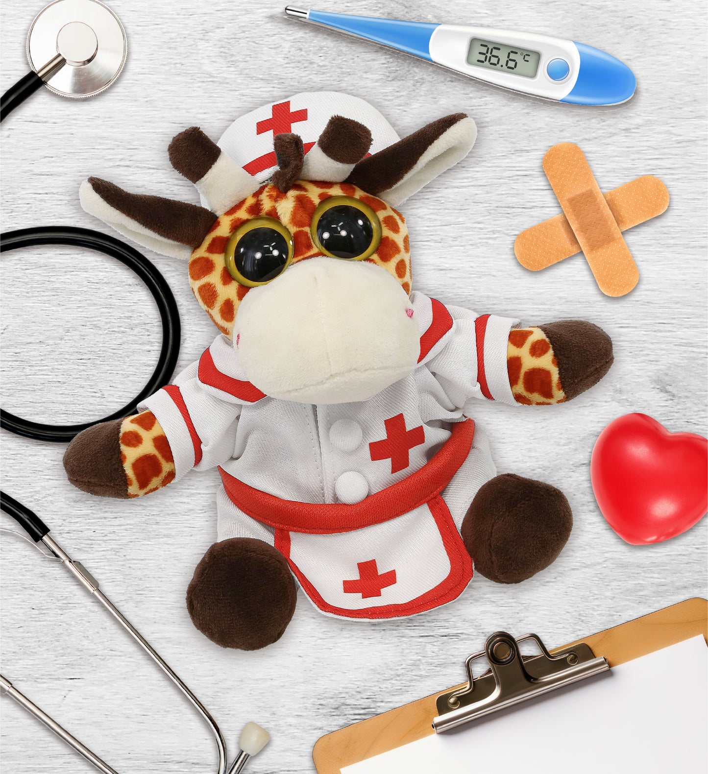 BIG EYE 6" PLUSH - GIRAFFE NURSE DRESS UP