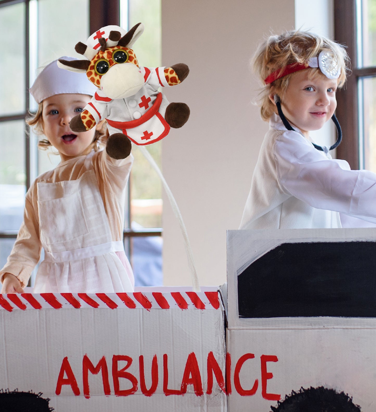 BIG EYE 6" PLUSH - GIRAFFE NURSE DRESS UP