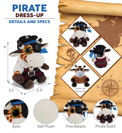 BIG EYE 6" PLUSH - GIRAFFE WITH PIRATE DRESS UP