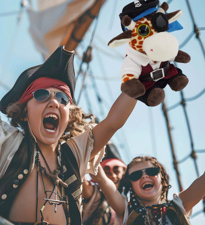 BIG EYE 6" PLUSH - GIRAFFE WITH PIRATE DRESS UP