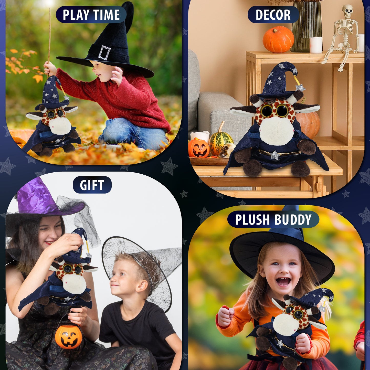 BIG EYE 6" PLUSH - GIRAFFE WITH WIZARD DRESS UP