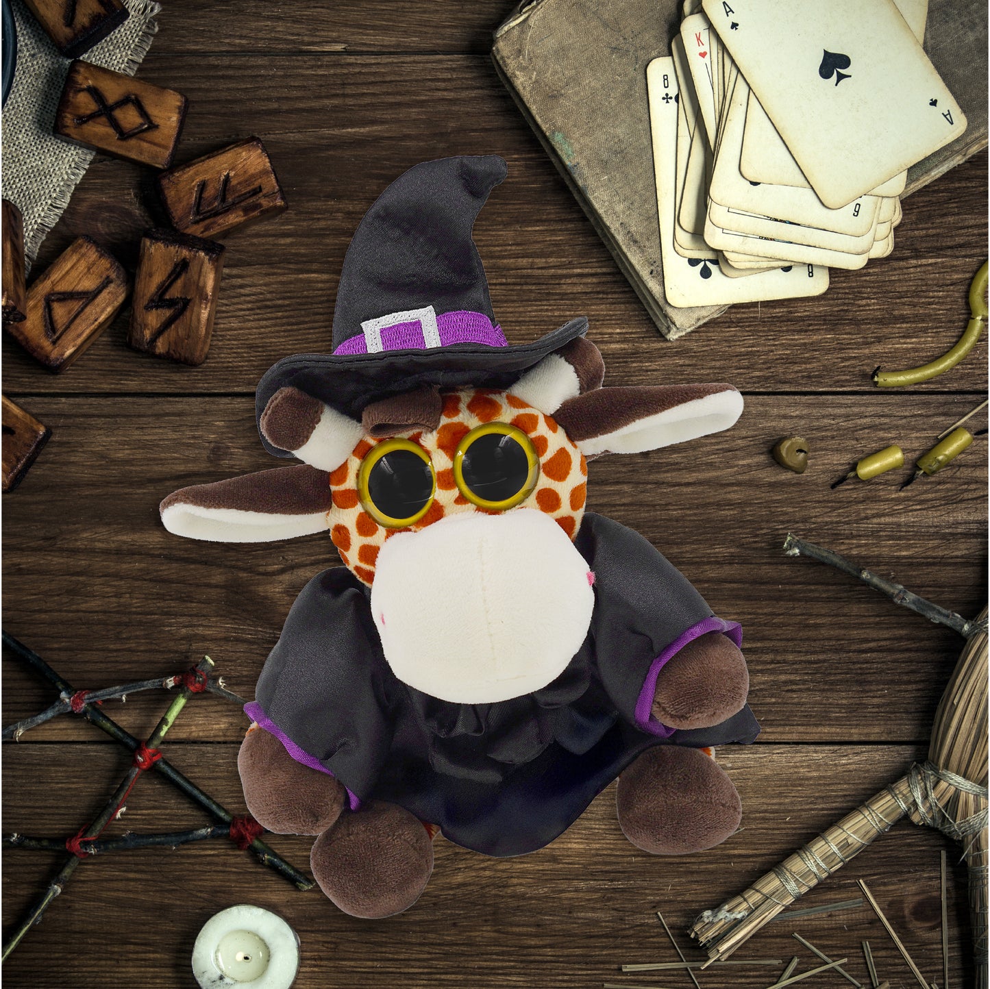 BIG EYE 6" PLUSH - GIRAFFE WITH WITCH DRESS UP