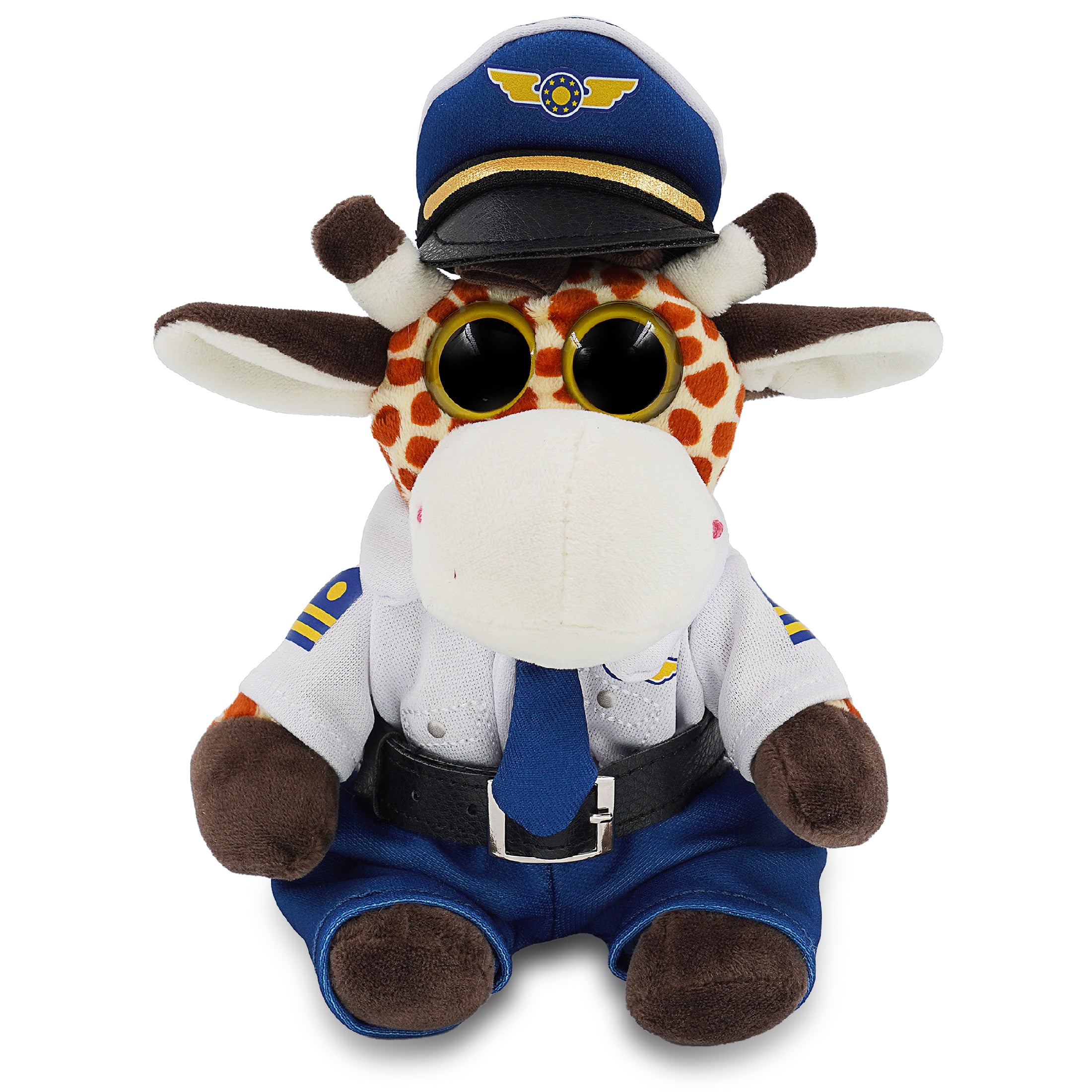 BIG EYE 6" PLUSH - GIRAFFE WITH PILOT DRESS UP