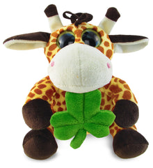 DolliBu Big Eye Giraffe Stuffed Animal with Green Plush Shamrock - 6.5 Inches