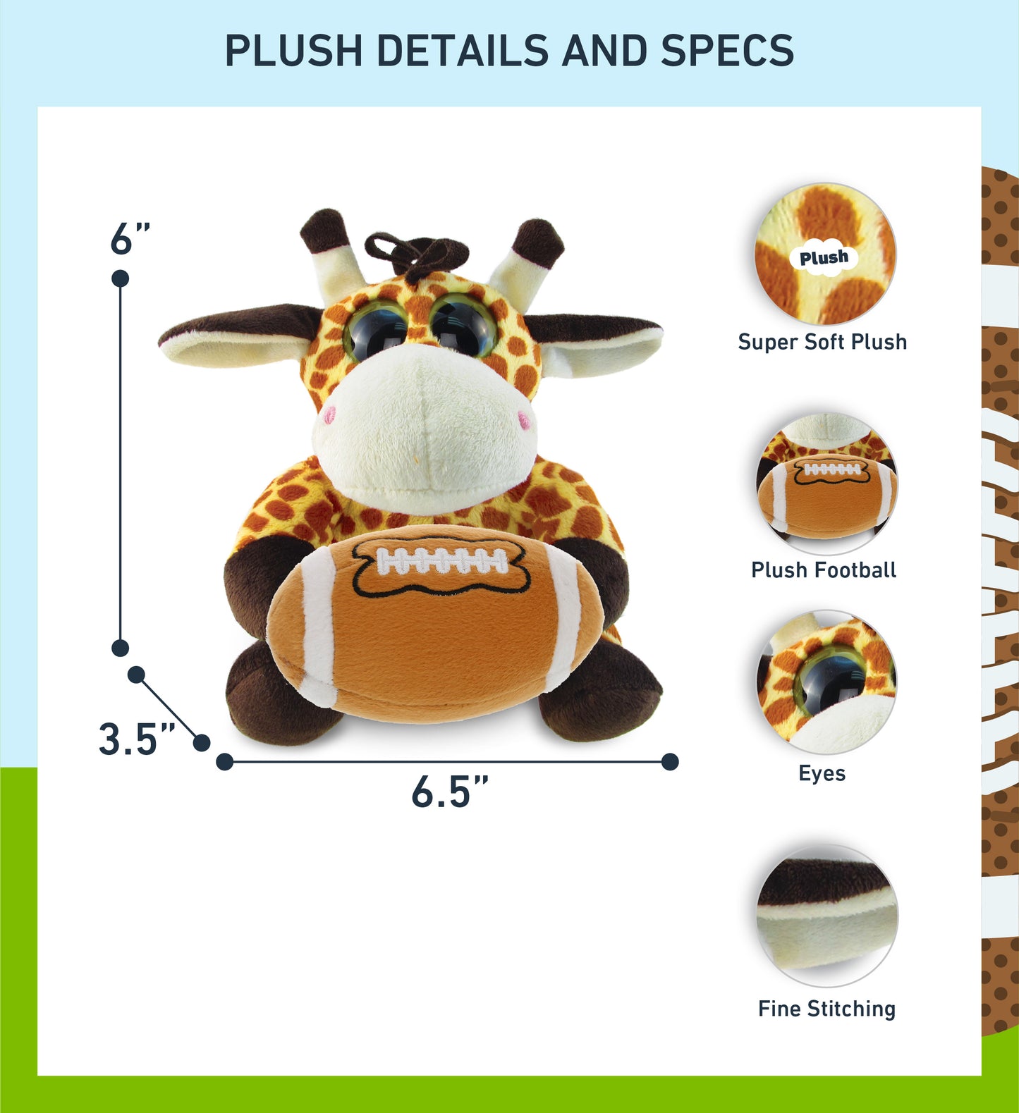 BIG EYE 6' PLUSH - GIRAFFE With Football Plush