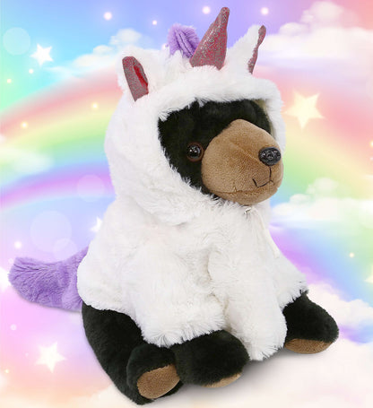 SUPER-SOFT PLUSH - FLOPPY BLACK BEAR 9" WITH UNICORN DRESS UP
