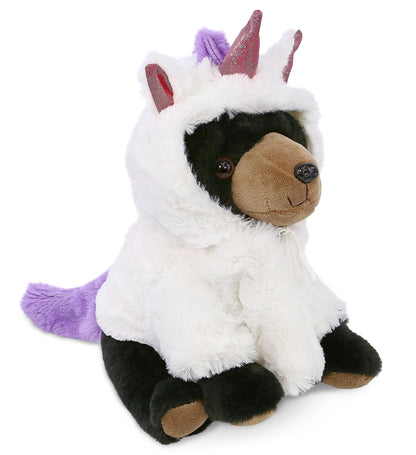 SUPER-SOFT PLUSH - FLOPPY BLACK BEAR 9" WITH UNICORN DRESS UP