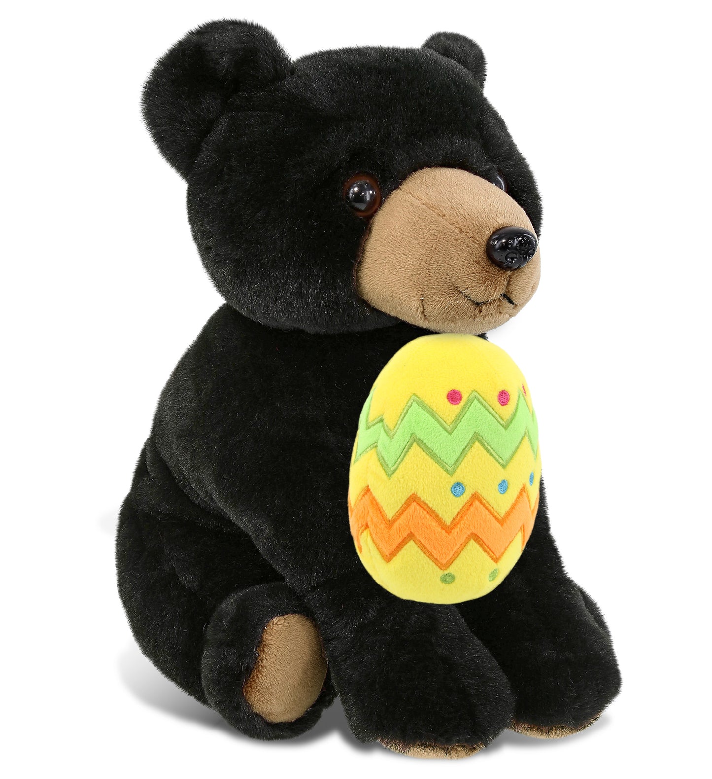 DolliBu Super Soft Floppy Black Bear with Yellow Easter Egg Plush - 9 Inches
