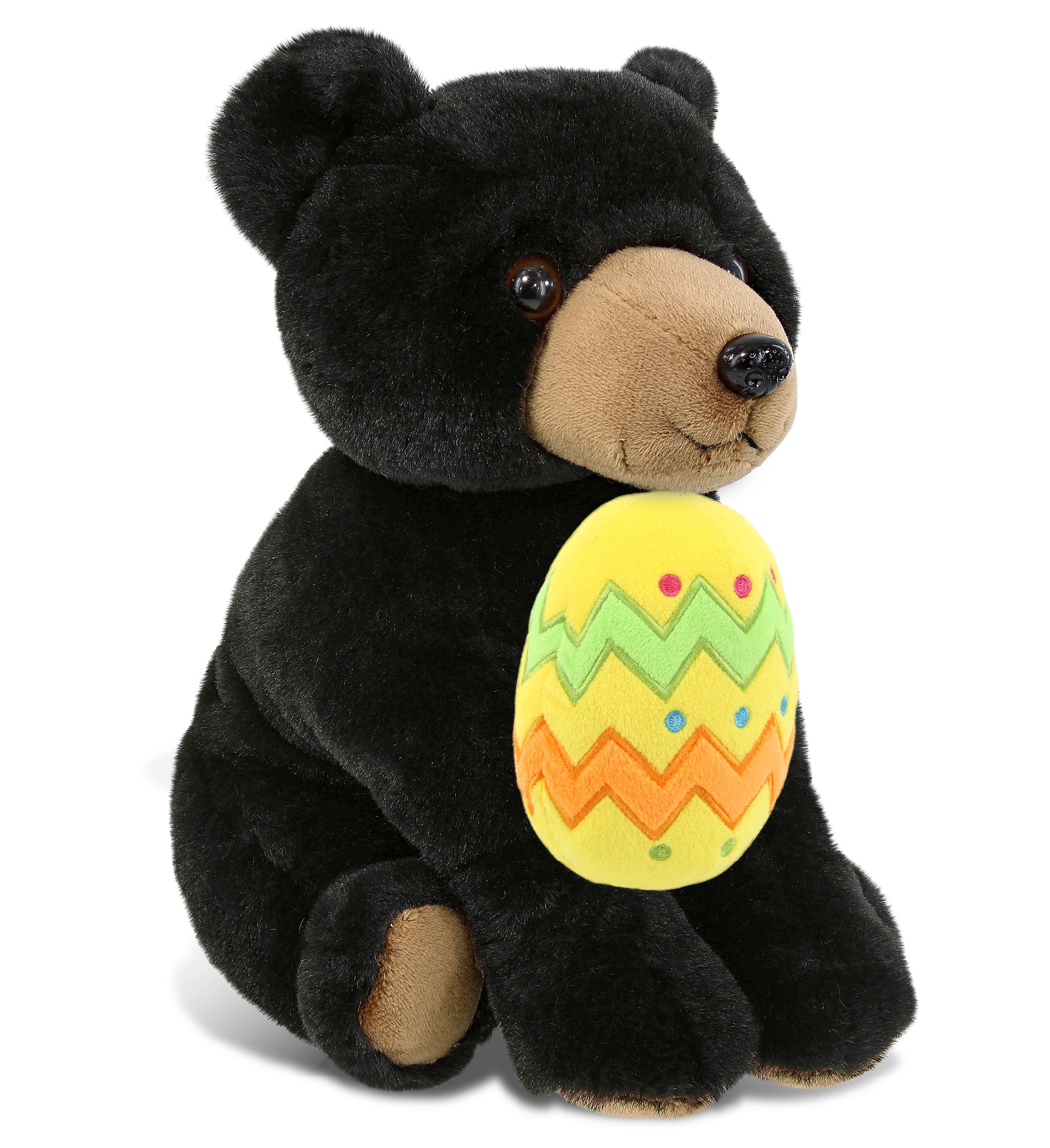 DolliBu Super Soft Floppy Black Bear with Yellow Easter Egg Plush - 9 Inches