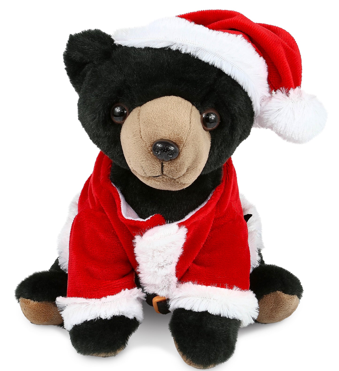 PLUSH SANTA - SUPER-SOFT PLUSH - FLOPPY BLACK BEAR 9"