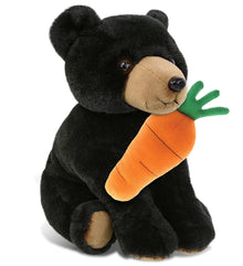 DolliBu Happy Easter Super Soft Plush Floppy Black Bear with Carrot - 9 Inches