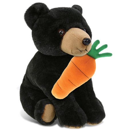 DolliBu Happy Easter Super Soft Plush Floppy Black Bear with Carrot - 9 Inches