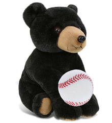 SUPER-SOFT PLUSH - FLOPPY BLACK BEAR 9" WITH BASEBALL PLUSH
