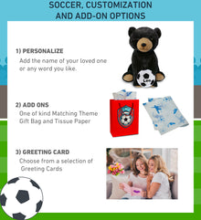 SUPER-SOFT PLUSH - FLOPPY BLACK BEAR 9" WITH SOCCER PLUSH