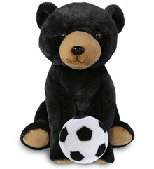 SUPER-SOFT PLUSH - FLOPPY BLACK BEAR 9" WITH SOCCER PLUSH