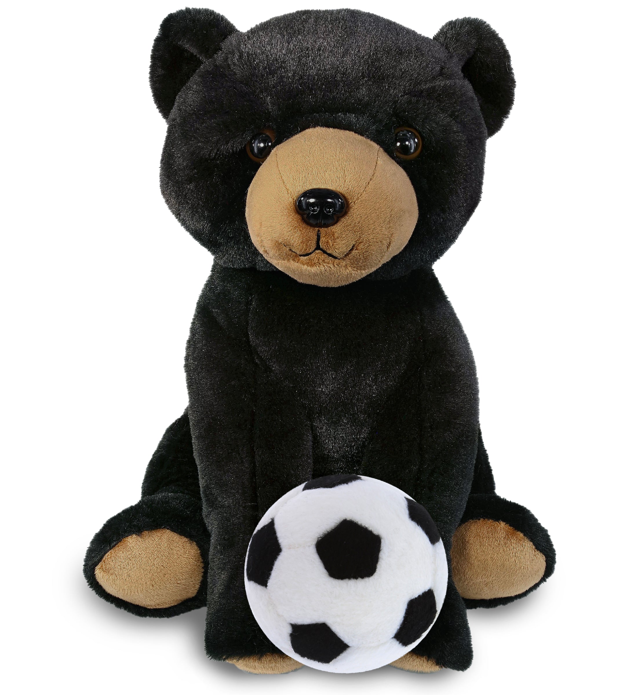 SUPER-SOFT PLUSH - FLOPPY BLACK BEAR 9" WITH SOCCER PLUSH