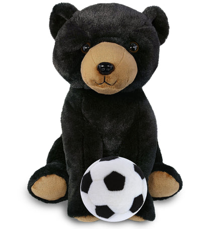 SUPER-SOFT PLUSH - FLOPPY BLACK BEAR 9" WITH SOCCER PLUSH