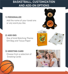 SUPER-SOFT PLUSH - FLOPPY BLACK BEAR 9" WITH BASKETBALL PLUSH