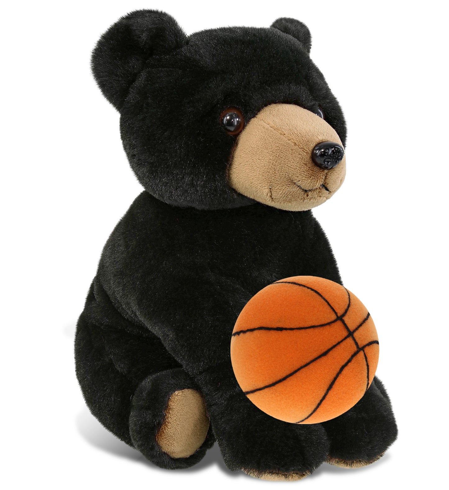 SUPER-SOFT PLUSH - FLOPPY BLACK BEAR 9" WITH BASKETBALL PLUSH