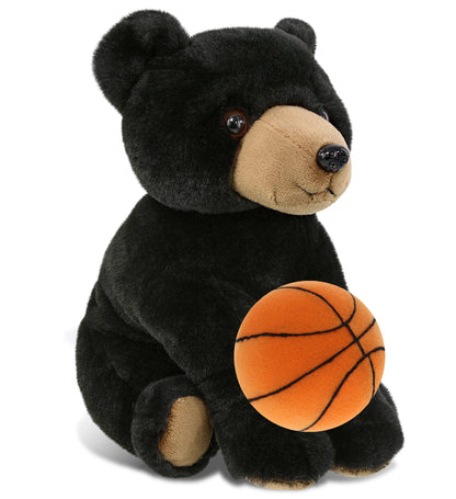 SUPER-SOFT PLUSH - FLOPPY BLACK BEAR 9" WITH BASKETBALL PLUSH