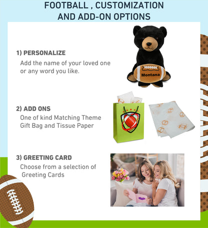 SUPER-SOFT PLUSH - FLOPPY BLACK BEAR 9" WITH FOOTBALL PLUSH