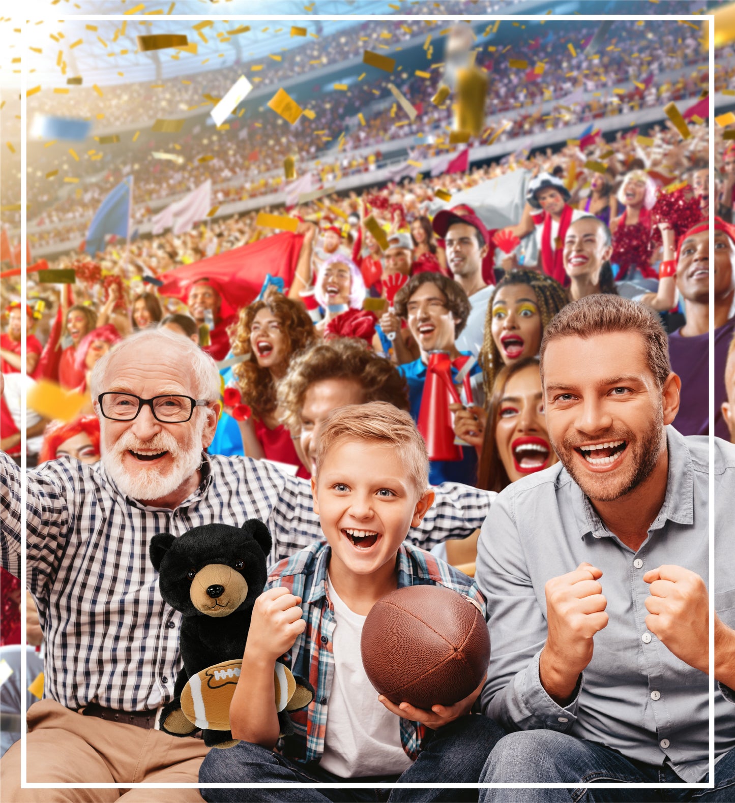 SUPER-SOFT PLUSH - FLOPPY BLACK BEAR 9" WITH FOOTBALL PLUSH