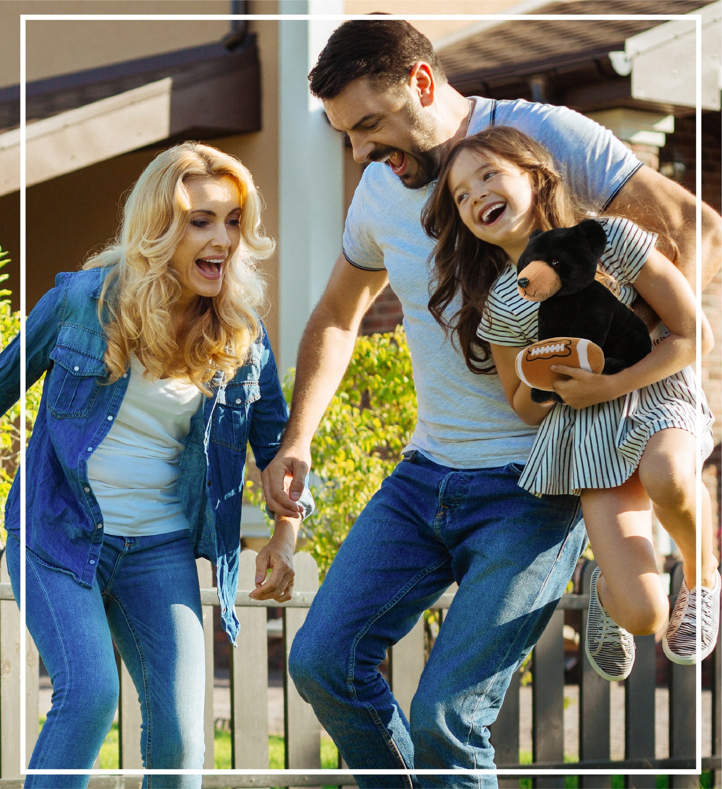 SUPER-SOFT PLUSH - FLOPPY BLACK BEAR 9" WITH FOOTBALL PLUSH