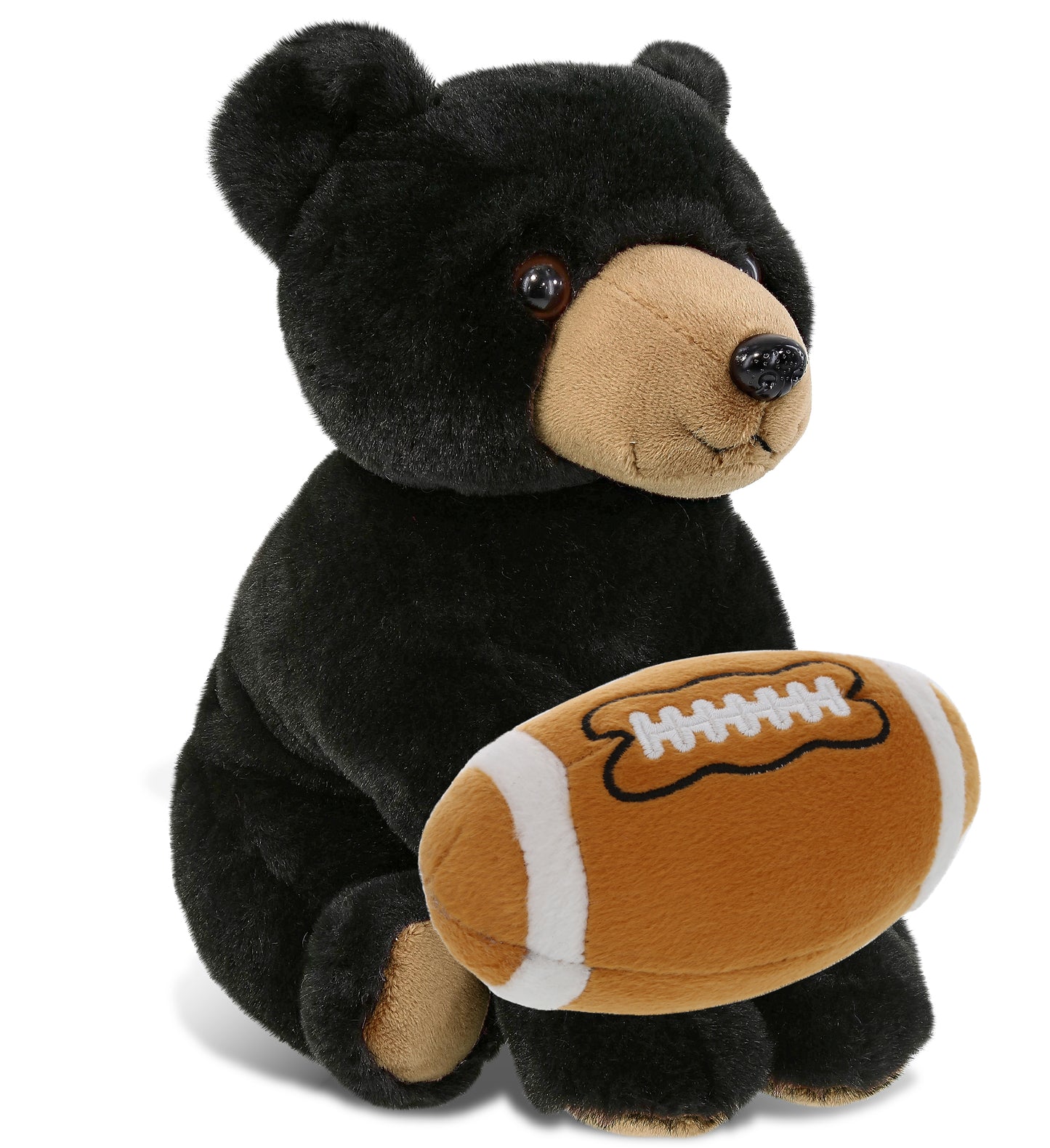 SUPER-SOFT PLUSH - FLOPPY BLACK BEAR 9" WITH FOOTBALL PLUSH