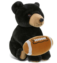 SUPER-SOFT PLUSH - FLOPPY BLACK BEAR 9" WITH FOOTBALL PLUSH