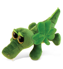 DolliBu Big Eye Alligator Stuffed Animal with Green Plush Shamrock - 6 Inches