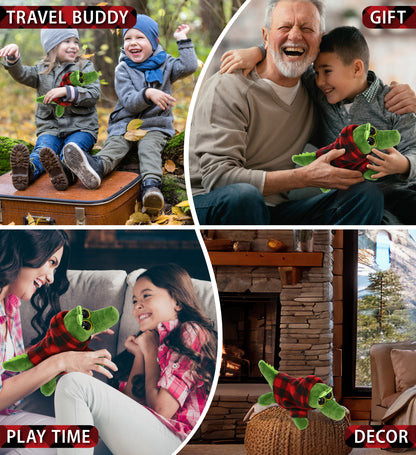 BIG EYE 6" PLUSH - ALLIGATOR WITH RED PLAID HOODIE