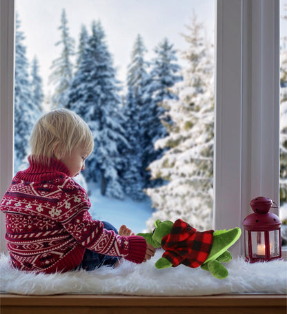 BIG EYE 6" PLUSH - ALLIGATOR WITH RED PLAID HOODIE