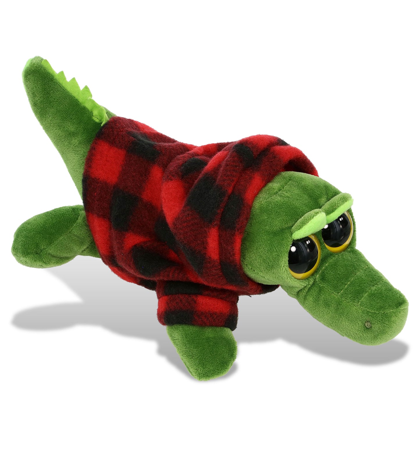BIG EYE 6" PLUSH - ALLIGATOR WITH RED PLAID HOODIE