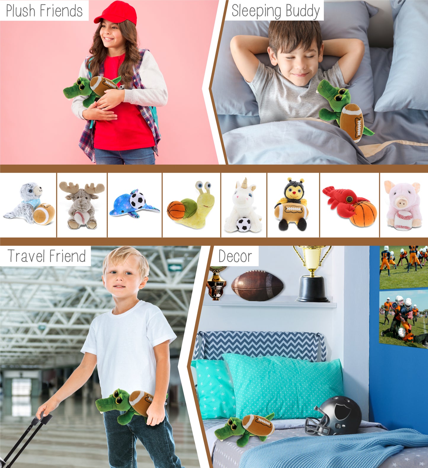 BIG EYE 6' PLUSH - ALLIGATOR With Football Plush