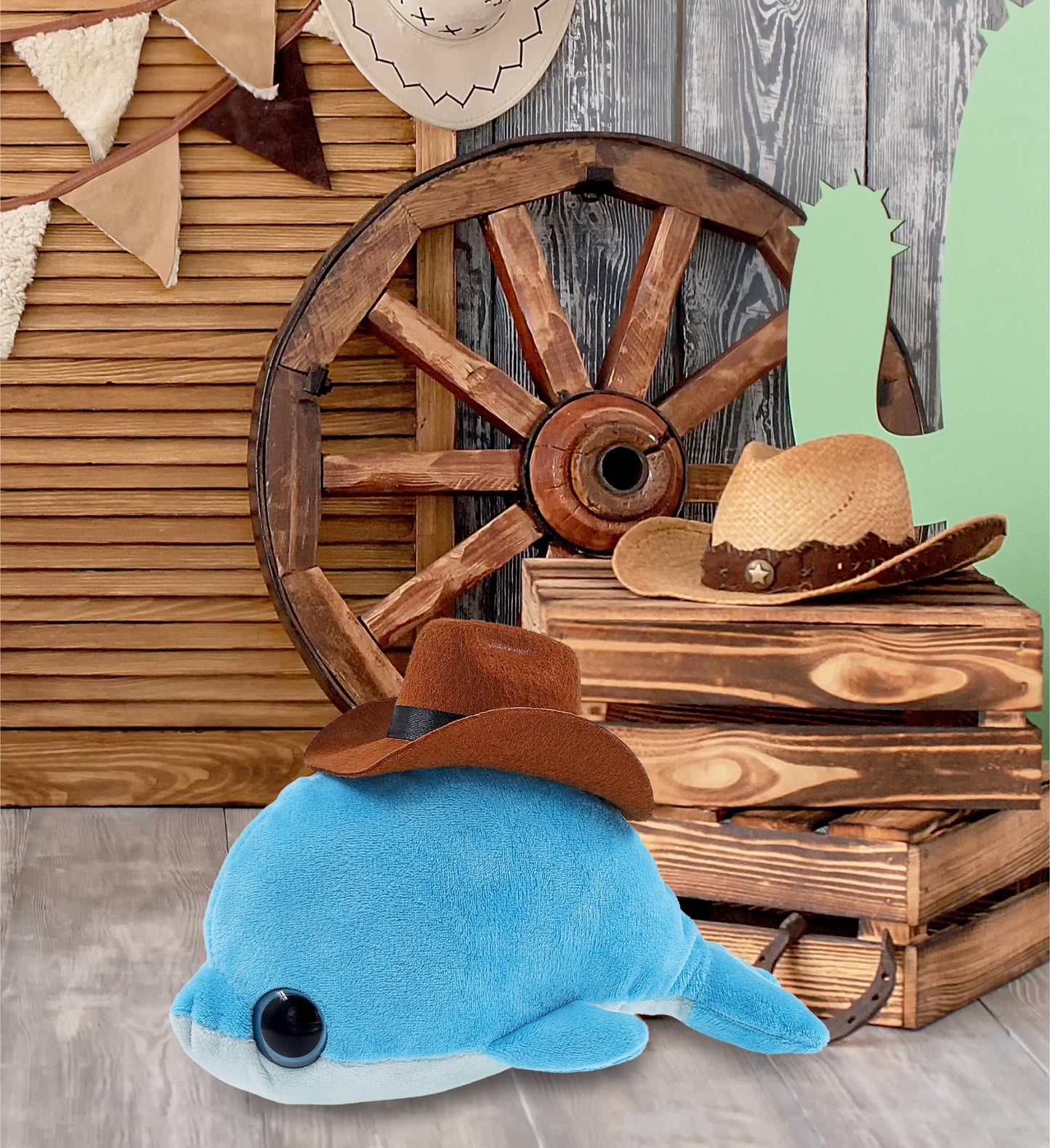 BIG EYE 6" PLUSH - DOLPHIN COWBOY DRESS UP