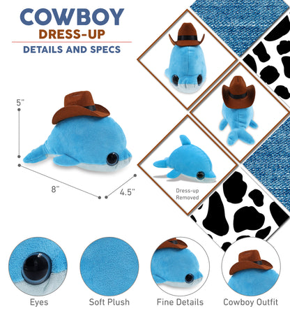 BIG EYE 6" PLUSH - DOLPHIN COWBOY DRESS UP