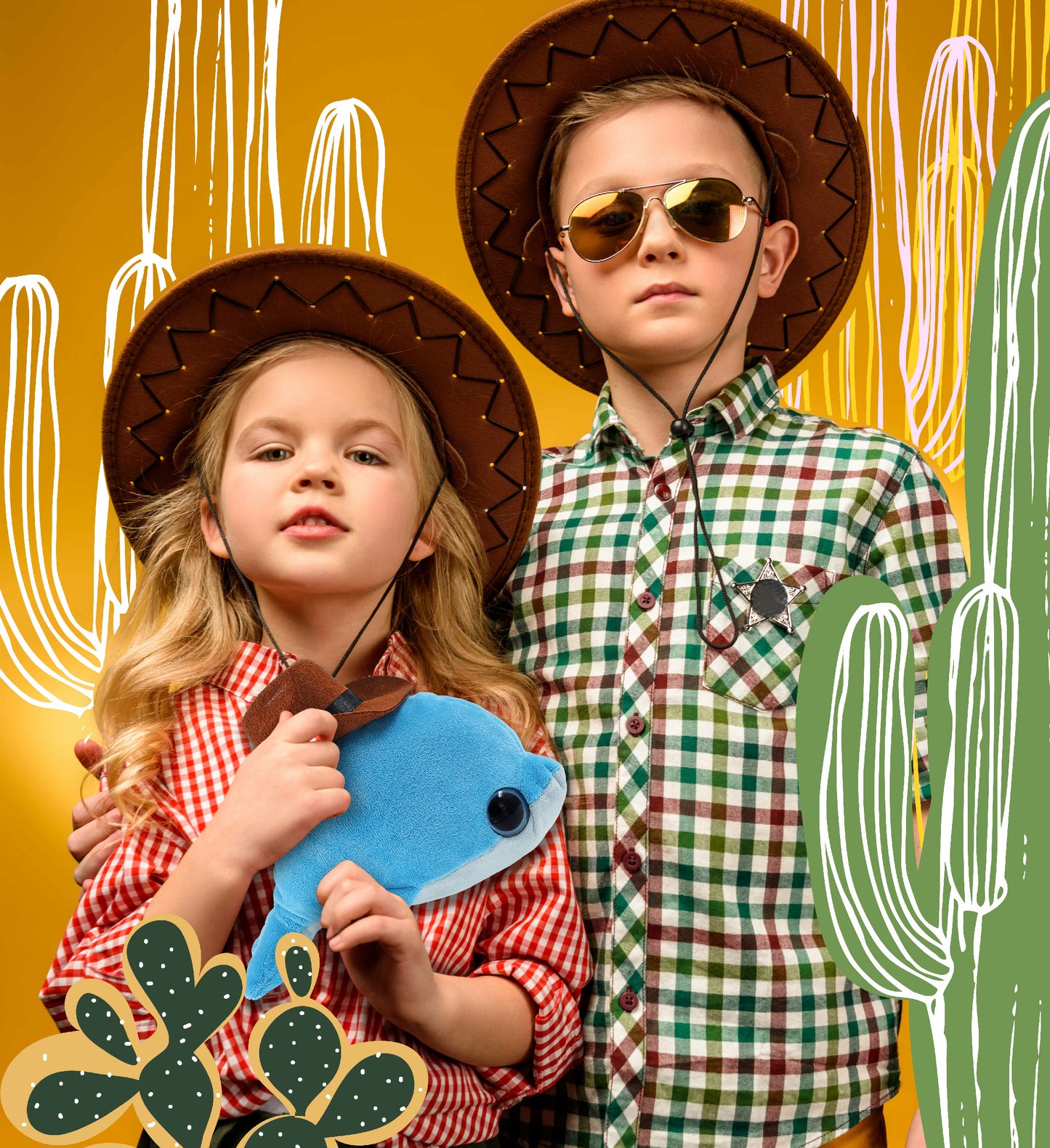 BIG EYE 6" PLUSH - DOLPHIN COWBOY DRESS UP