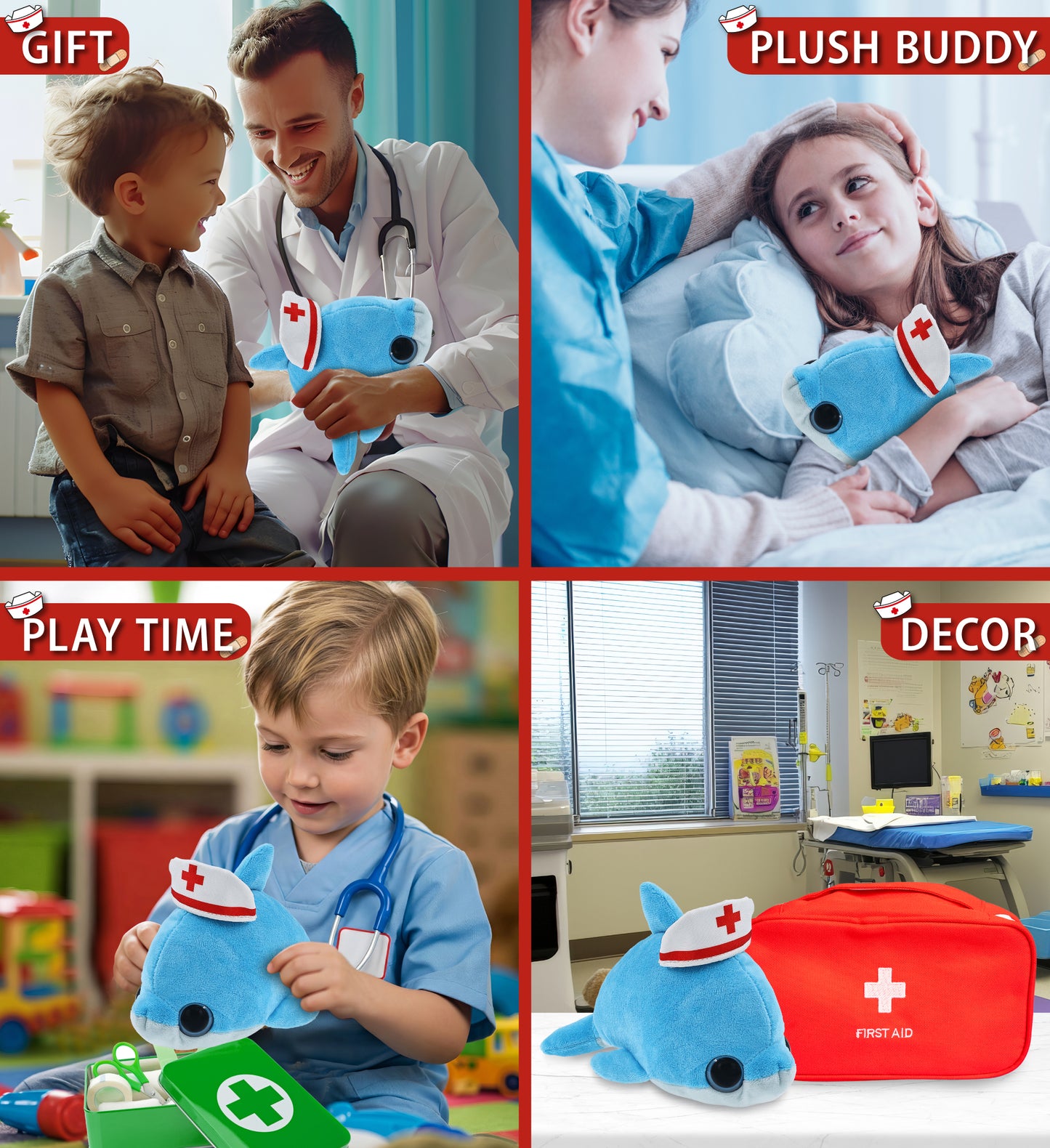 BIG EYE 6" PLUSH - DOLPHIN NURSE