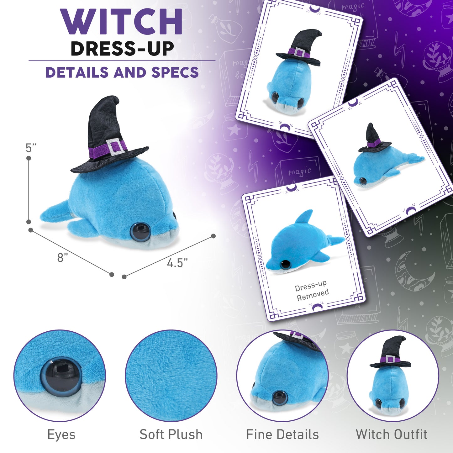 BIG EYE 6" PLUSH - DOLPHIN WITCH DRESS UP