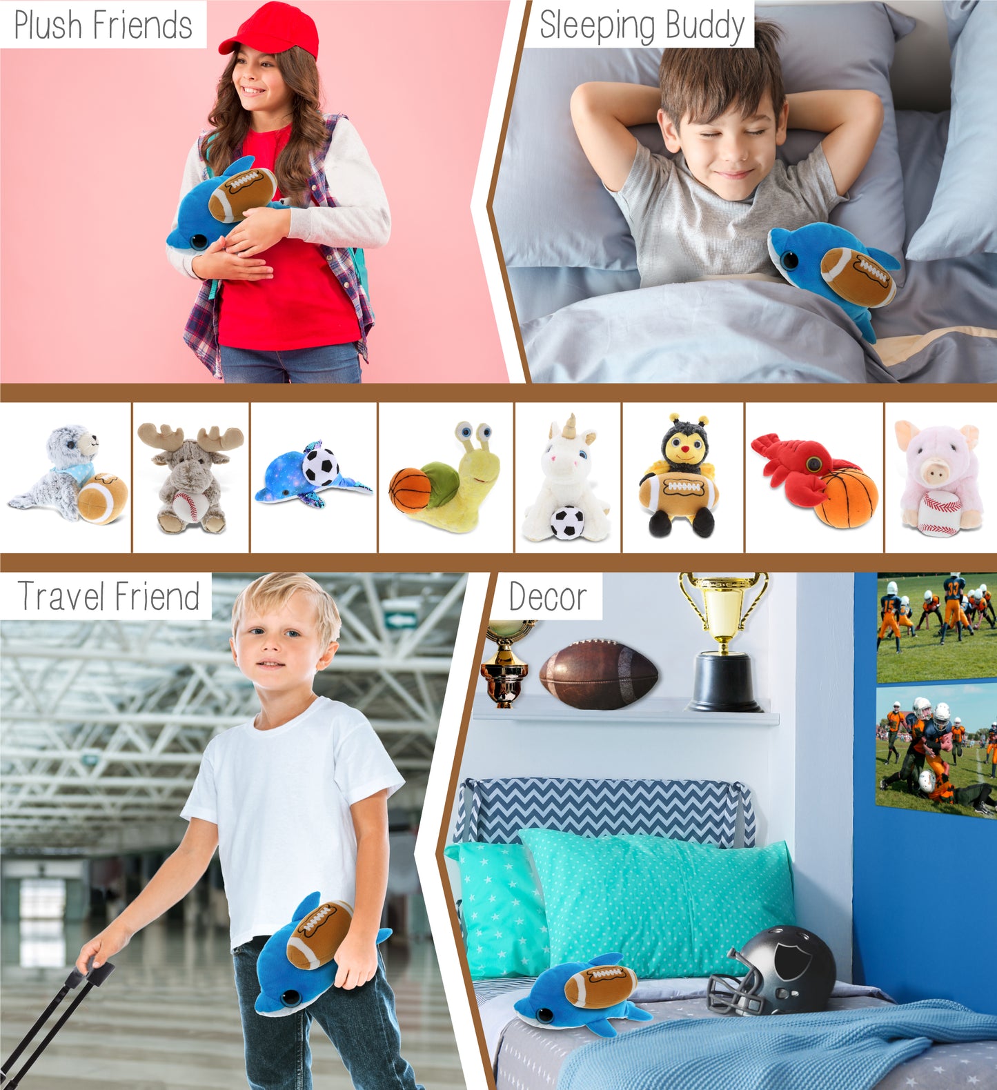 BIG EYE 6' PLUSH - DOLPHIN With Football Plush