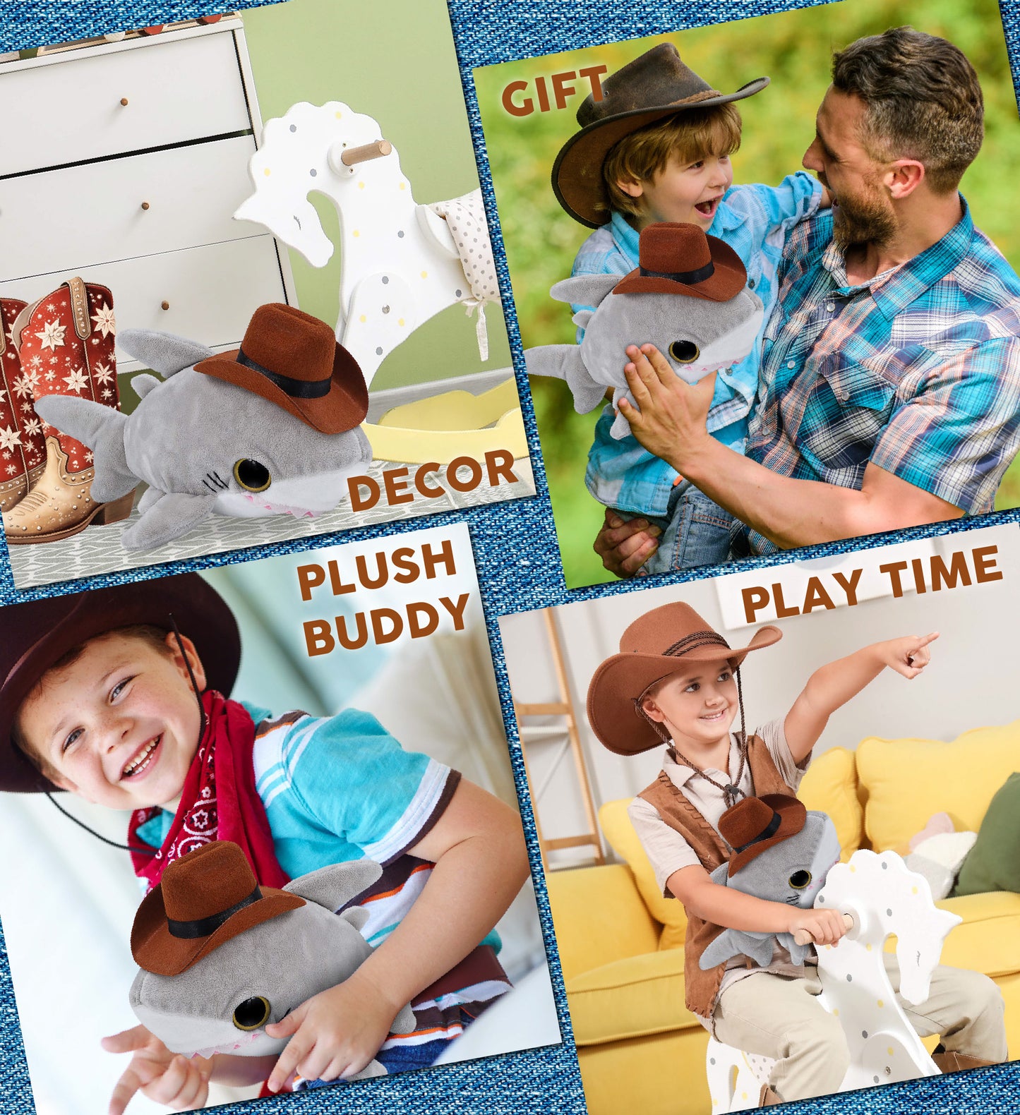BIG EYE 6" PLUSH - SHARK COWBOY DRESS UP