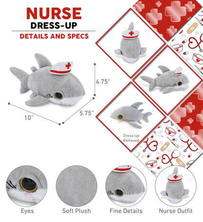 BIG EYE 6" PLUSH - SHARK NURSE DRESS UP