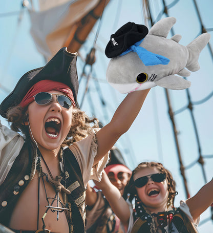BIG EYE 6" PLUSH - SHARK WITH PIRATE DRESS UP